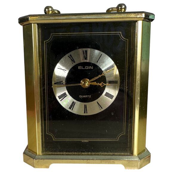 Elgin Vintage Quartz Gold Tone Desk Mantle Clock - parts not working - Picture 1 of 7